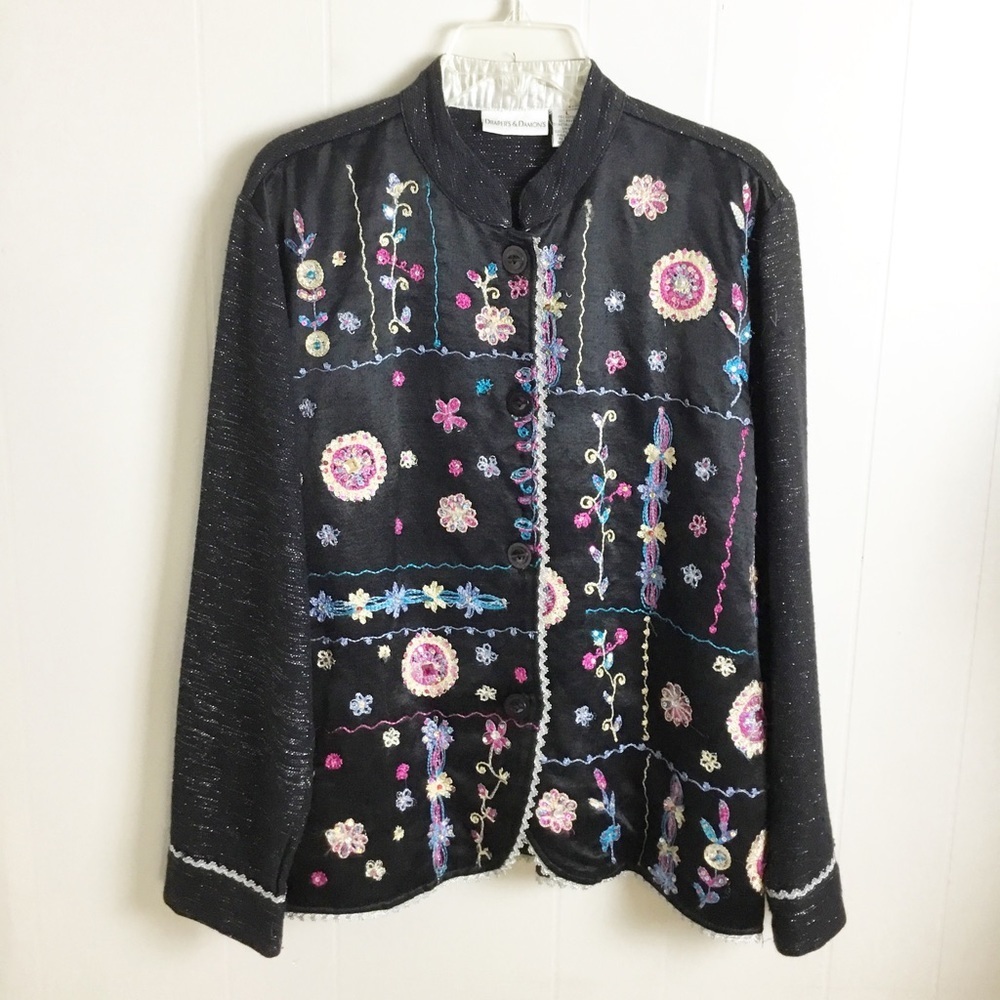 Drapers & Damon’s Jacket Size L Shimmer Glitter With Rhinestones Holiday